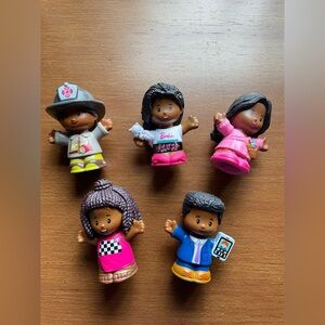 Lot of 5 African American Little People Fisher Price Barbie Braids Fireman